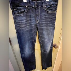 Men’s Like New Silver Jeans Size 34 x 34 Eddie Style Dark Blue Wash